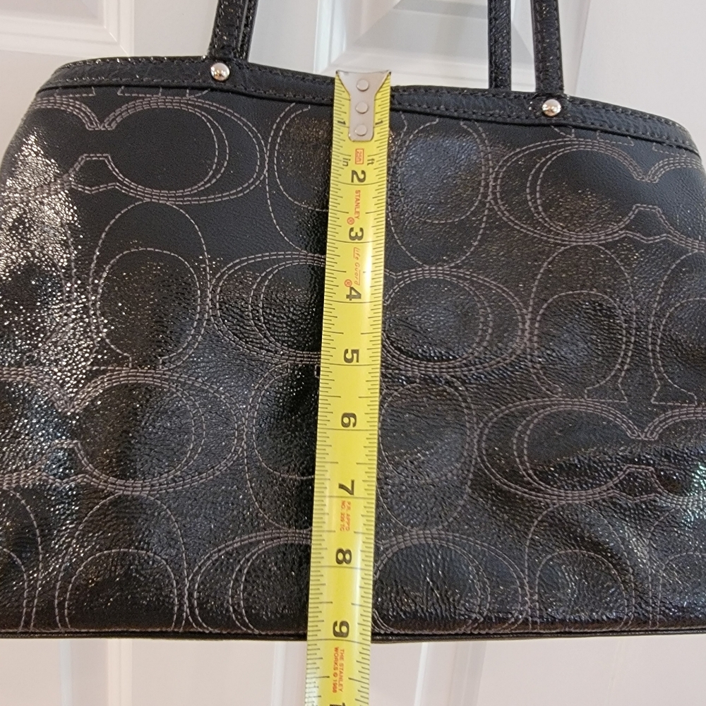 Coach Black Patent Leather Logo Carryall Purse Bag - Picture 5 of 11